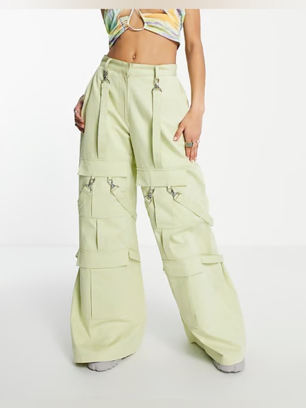 The Ragged Priest extreme wide leg skater Y2K cargo trousers size 10